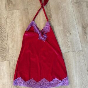 Elegant vintage  Red and Purple Lace Chemise
